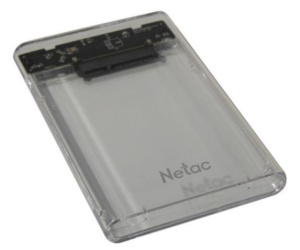 Внешний корпус для HDD/SSD Netac NT07WH11-30B0 2.5 SATA --> USB3.0 , скользящая прозрачная крышка, USB3.0 A --> B кабель 