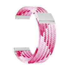 Универсальный плетеный нейлоновый ремешок для часов 22 mm LYAMBDA PLEIONE DSN-13-22-PK Pink/White